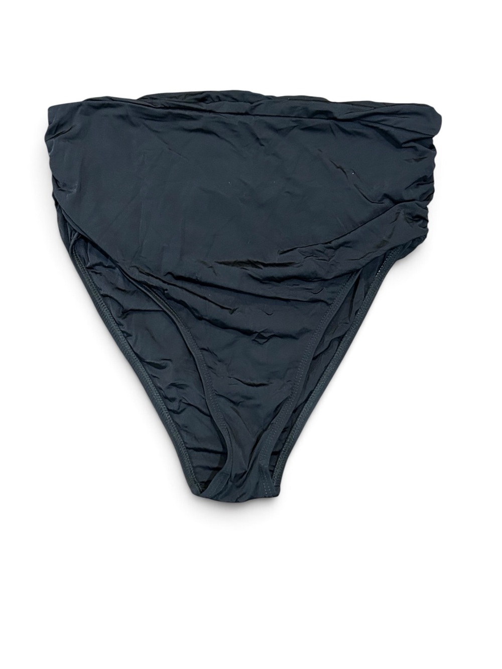 Letarte Women's Full Coverage Black Bikini Bottom Shirred Swimwear Size M